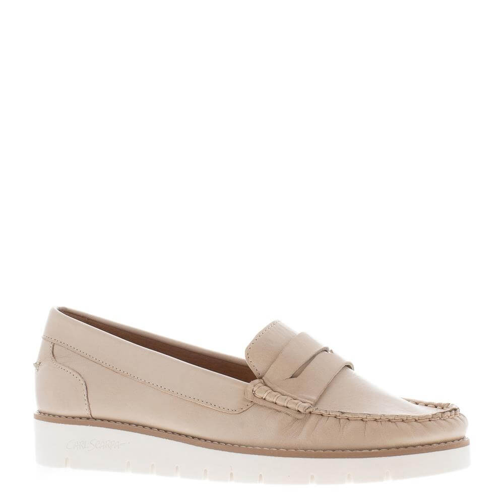 Beige cheap leather loafers